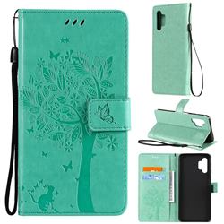Embossing Butterfly Tree Leather Wallet Case for Samsung Galaxy A32 5G - Cyan