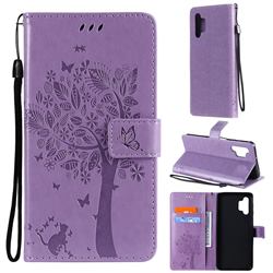 Embossing Butterfly Tree Leather Wallet Case for Samsung Galaxy A32 5G - Violet