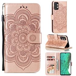 Intricate Embossing Datura Solar Leather Wallet Case for Samsung Galaxy A32 5G - Rose Gold