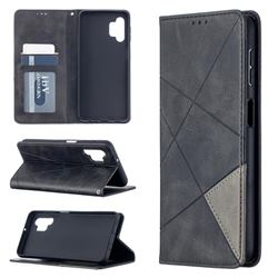 Prismatic Slim Magnetic Sucking Stitching Wallet Flip Cover for Samsung Galaxy A32 5G - Black
