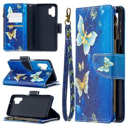 Golden Butterflies Binfen Color BF03 Retro Zipper Leather Wallet Phone Case for Samsung Galaxy A32 5G