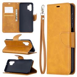 Classic Sheepskin PU Leather Phone Wallet Case for Samsung Galaxy A32 5G - Yellow