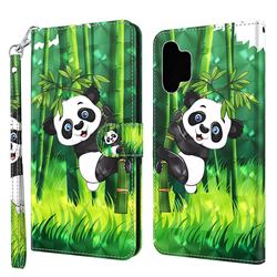 Climbing Bamboo Panda 3D Painted Leather Wallet Case for Samsung Galaxy A32 5G