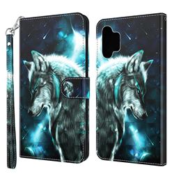 Snow Wolf 3D Painted Leather Wallet Case for Samsung Galaxy A32 5G