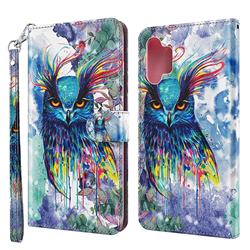 Watercolor Owl 3D Painted Leather Wallet Case for Samsung Galaxy A32 5G
