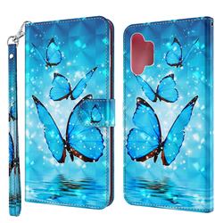 Blue Sea Butterflies 3D Painted Leather Wallet Case for Samsung Galaxy A32 5G