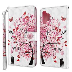 Tree and Cat 3D Painted Leather Wallet Case for Samsung Galaxy A32 5G