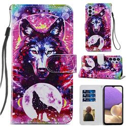 Wolf Totem Smooth Leather Phone Wallet Case for Samsung Galaxy A32 5G
