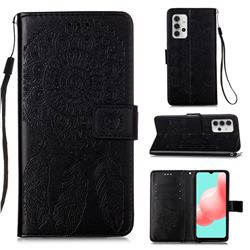 Embossing Dream Catcher Mandala Flower Leather Wallet Case for Samsung Galaxy A32 5G - Black