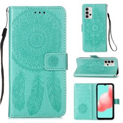 Embossing Dream Catcher Mandala Flower Leather Wallet Case for Samsung Galaxy A32 5G - Green
