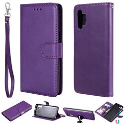 Retro Greek Detachable Magnetic PU Leather Wallet Phone Case for Samsung Galaxy A32 5G - Purple