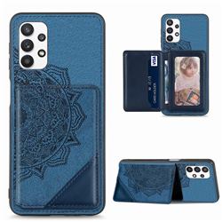 Mandala Flower Cloth Multifunction Stand Card Leather Phone Case for Samsung Galaxy A32 5G - Blue