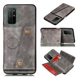 Retro Multifunction Card Slots Stand Leather Coated Phone Back Cover for Samsung Galaxy A32 5G - Gray