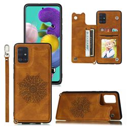 Luxury Mandala Multi-function Magnetic Card Slots Stand Leather Back Cover for Samsung Galaxy A32 5G - Brown