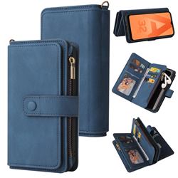 Luxury Multi-functional Zipper Wallet Leather Phone Case Cover for Samsung Galaxy A32 5G - Blue