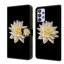 White Flower Crystal PU Leather Protective Wallet Case Cover for Samsung Galaxy A32 5G