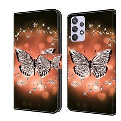 Crystal Butterfly Crystal PU Leather Protective Wallet Case Cover for Samsung Galaxy A32 5G