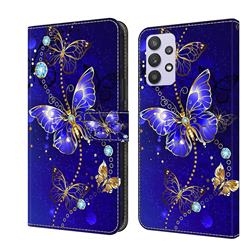 Blue Diamond Butterfly Crystal PU Leather Protective Wallet Case Cover for Samsung Galaxy A32 5G