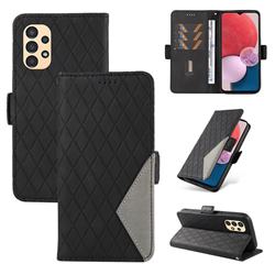 Grid Pattern Splicing Protective Wallet Case Cover for Samsung Galaxy A32 5G - Black