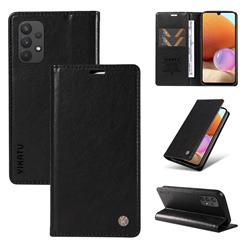 YIKATU Litchi Card Magnetic Automatic Suction Leather Flip Cover for Samsung Galaxy A32 5G - Black