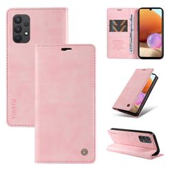 YIKATU Litchi Card Magnetic Automatic Suction Leather Flip Cover for Samsung Galaxy A32 5G - Pink