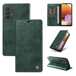 YIKATU Litchi Card Magnetic Automatic Suction Leather Flip Cover for Samsung Galaxy A32 5G - Green