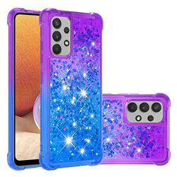 Rainbow Gradient Liquid Glitter Quicksand Sequins Phone Case for Samsung Galaxy A32 4G - Purple Blue