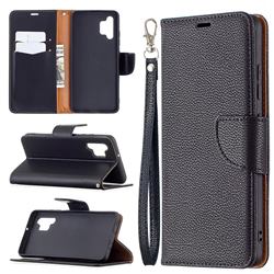 Classic Luxury Litchi Leather Phone Wallet Case for Samsung Galaxy A32 4G - Black