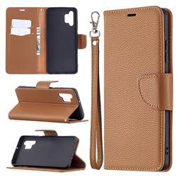 Classic Luxury Litchi Leather Phone Wallet Case for Samsung Galaxy A32 4G - Brown