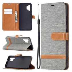 Jeans Cowboy Denim Leather Wallet Case for Samsung Galaxy A32 4G - Gray