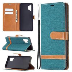 Jeans Cowboy Denim Leather Wallet Case for Samsung Galaxy A32 4G - Green