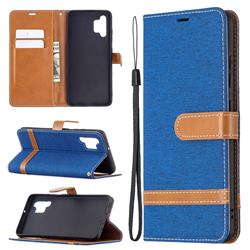 Jeans Cowboy Denim Leather Wallet Case for Samsung Galaxy A32 4G - Sapphire