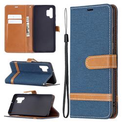 Jeans Cowboy Denim Leather Wallet Case for Samsung Galaxy A32 4G - Dark Blue
