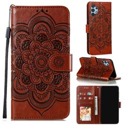 Intricate Embossing Datura Solar Leather Wallet Case for Samsung Galaxy A32 4G - Brown