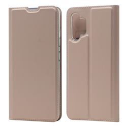 Ultra Slim Card Magnetic Automatic Suction Leather Wallet Case for Samsung Galaxy A32 4G - Rose Gold