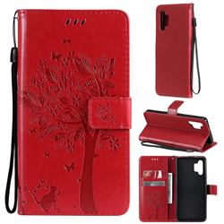 Embossing Butterfly Tree Leather Wallet Case for Samsung Galaxy A32 4G - Red