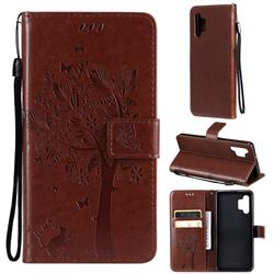 Embossing Butterfly Tree Leather Wallet Case for Samsung Galaxy A32 4G - Coffee