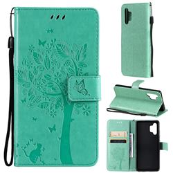 Embossing Butterfly Tree Leather Wallet Case for Samsung Galaxy A32 4G - Cyan
