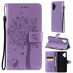 Embossing Butterfly Tree Leather Wallet Case for Samsung Galaxy A32 4G - Violet