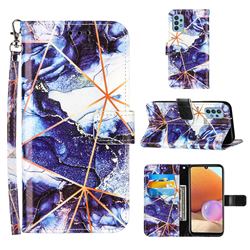 Starry Blue Stitching Color Marble Leather Wallet Case for Samsung Galaxy A32 4G