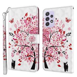 Tree and Cat 3D Painted Leather Wallet Case for Samsung Galaxy A32 4G