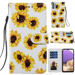 Sunflower Smooth Leather Phone Wallet Case for Samsung Galaxy A32 4G