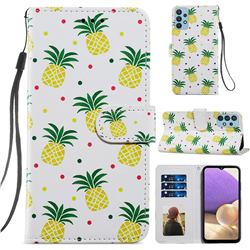 Pineapple Smooth Leather Phone Wallet Case for Samsung Galaxy A32 4G