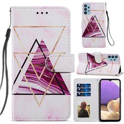 Three-color Marble Smooth Leather Phone Wallet Case for Samsung Galaxy A32 4G
