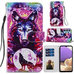 Wolf Totem Smooth Leather Phone Wallet Case for Samsung Galaxy A32 4G