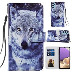 White Wolf Smooth Leather Phone Wallet Case for Samsung Galaxy A32 4G