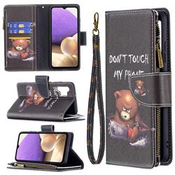 Chainsaw Bear Binfen Color BF03 Retro Zipper Leather Wallet Phone Case for Samsung Galaxy A32 4G