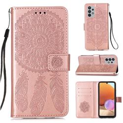Embossing Dream Catcher Mandala Flower Leather Wallet Case for Samsung Galaxy A32 4G - Rose Gold