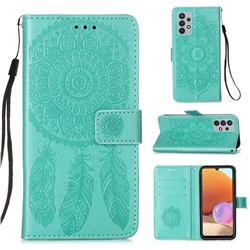 Embossing Dream Catcher Mandala Flower Leather Wallet Case for Samsung Galaxy A32 4G - Green