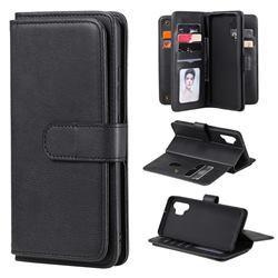 Multi-function Ten Card Slots and Photo Frame PU Leather Wallet Phone Case Cover for Samsung Galaxy A32 4G - Black